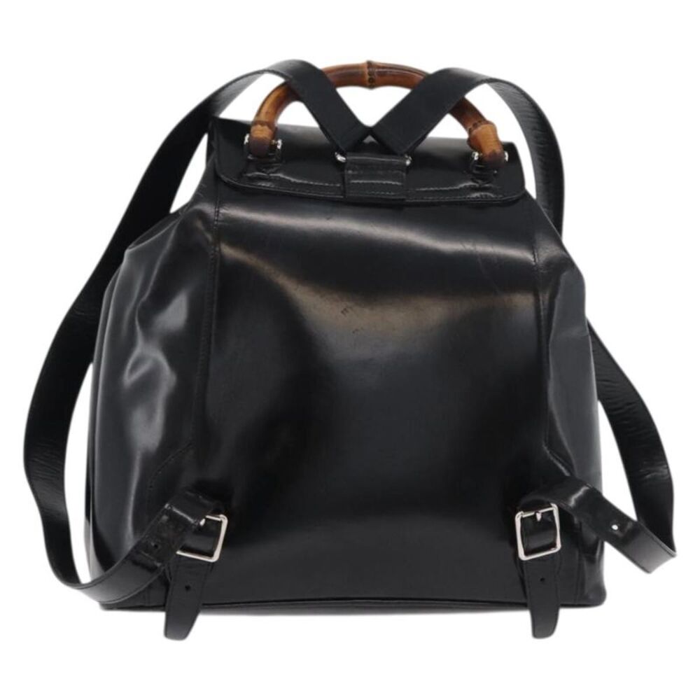 Gucci Vintage Bamboo Backpack Patent Leather Black Patent_Leather Backpack Bag - Picture 2 of 16